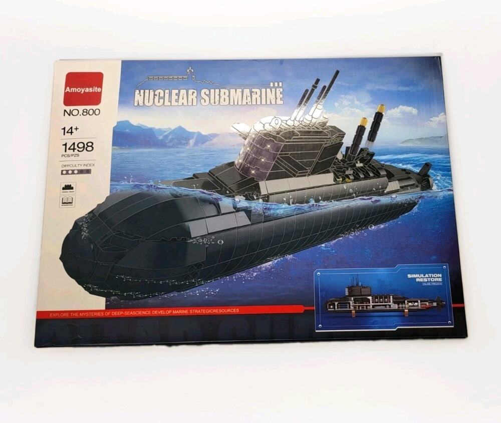 Nuclear Submarine Building Block Toy Set – WW2 Military Battleship Model with...
